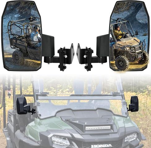 SAUTVS Adjustable Side Mirrors Compatible with Honda Pioneer 700-2 700-4 2014-2025 Accessories, Exterior Wider Foldable Side Rearview Mirror with Bracket Compatible with Honda Pioneer 700 2014+, 2PCS in Saudi Arabia