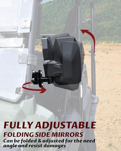 SAUTVS Adjustable Side Mirrors Compatible with Honda Pioneer 700-2 700-4 2014-2025 Accessories, Exterior Wider Foldable Side Rearview Mirror with Bracket Compatible with Honda Pioneer 700 2014+, 2PCS in Saudi Arabia