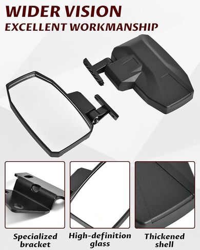 SAUTVS Adjustable Side Mirrors Compatible with Honda Pioneer 700-2 700-4 2014-2025 Accessories, Exterior Wider Foldable Side Rearview Mirror with Bracket Compatible with Honda Pioneer 700 2014+, 2PCS in Saudi Arabia