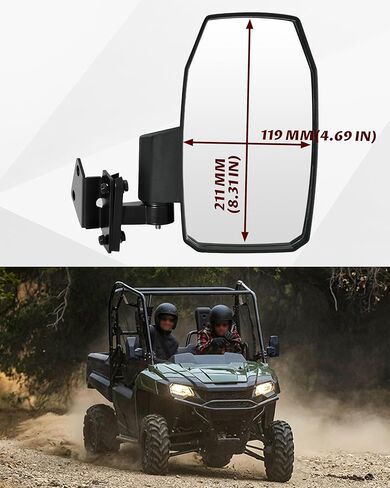 SAUTVS Adjustable Side Mirrors Compatible with Honda Pioneer 700-2 700-4 2014-2025 Accessories, Exterior Wider Foldable Side Rearview Mirror with Bracket Compatible with Honda Pioneer 700 2014+, 2PCS in Saudi Arabia