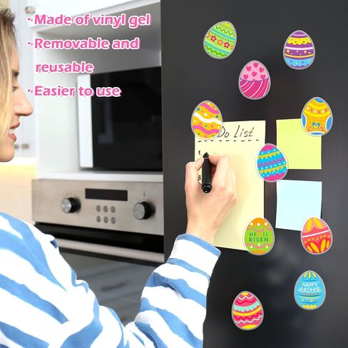JarThenaAMCS 2 Sheet Easter Thick Gel Clings Colorful Egg Window Gel Decals for Spring Home Classroom Nursery Hip Hop Egg Party Supplies in Saudi Arabia
