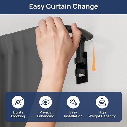 قضيب ستارة مزدوج من ENJOYBASICS، قضبان ستائر معتمة ملفوفة حول النوافذ من 72 إلى 144 بوصة، قابلة للتعديل من 32 إلى 144 بوصة لستائر تعتيم الغرفة، أسود غير لامع in Saudi Arabia