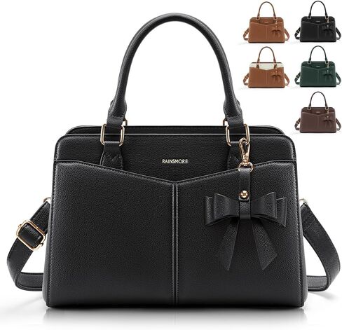 RAINSMORE Purses for Women Satchel Purse, PU Leather Structured Work Handbag with Bowknot and Shoulder Strap, Fits 11'' iPad in Saudi Arabia