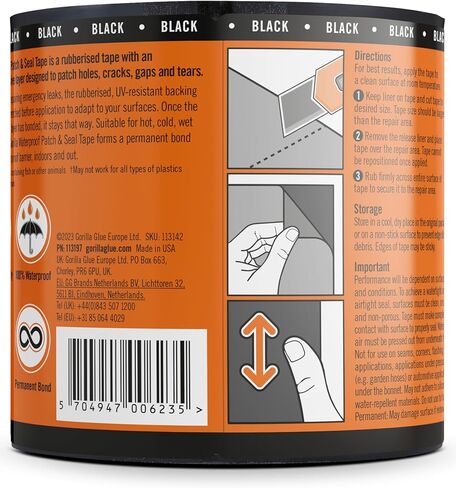 Gorilla Waterproof Patch & Seal Tape Black 3m in Kuwait