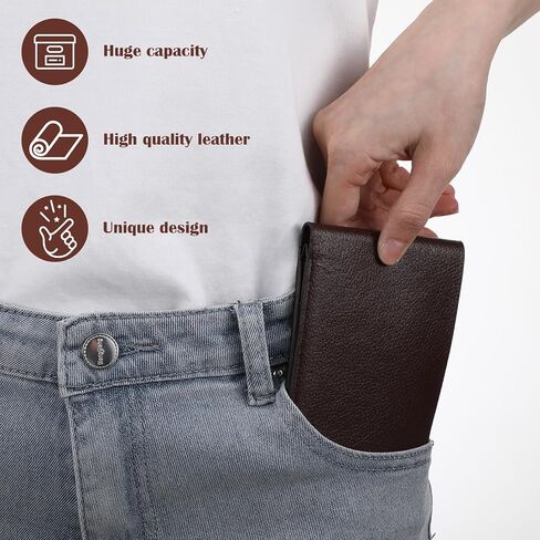 MAQUITA 12 Sets Leather Wallets and Keychains for Men, PU Leather Bifold Wallets with Pockets Father's Day Christmas Gifts for Dad Husband Son (Brown) in Saudi Arabia