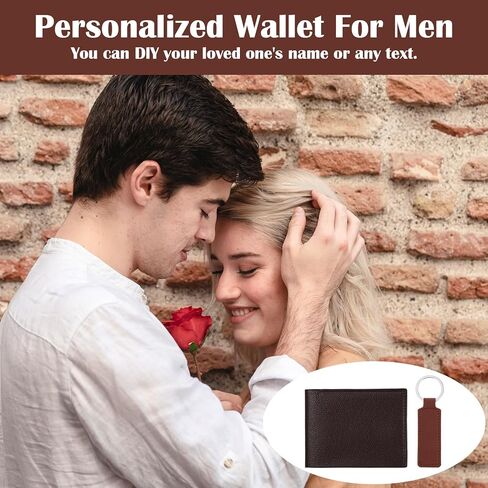 MAQUITA 12 Sets Leather Wallets and Keychains for Men, PU Leather Bifold Wallets with Pockets Father's Day Christmas Gifts for Dad Husband Son (Brown) in Saudi Arabia