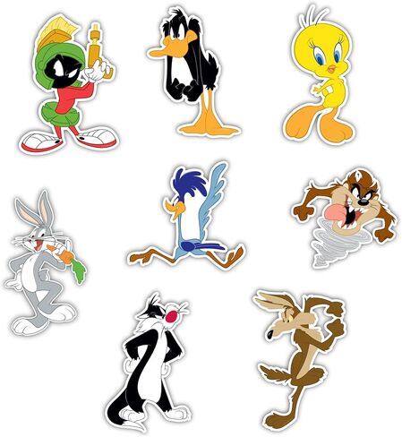 Elektroplate Officially Licensed Looney Tunes Multi Character Dynamic Decals | Premium Automotive-Grade All Weather Vinyl Stickers for Car, Water Bottle, Laptop, Phone & More| Made in USA | Set of 8 in Saudi Arabia
