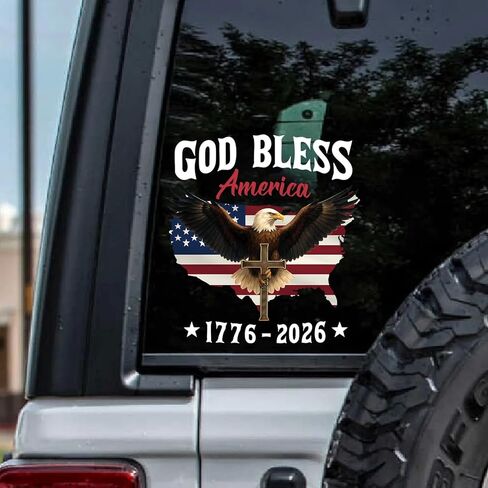 ملصق لاصق لنافذة السيارة للذكرى السنوية الـ 250 للولايات المتحدة الأمريكية - ملصق وطني للأشعة فوق البنفسجية DTF مقاس 6 × 6 بوصة - بضائع God Bless America 1776-2026 للسيارات والكمبيوتر المحمول والنافذة - ملصق يوم استقلال النسر في الولايات المتحدة الأمريكية in Kuwait