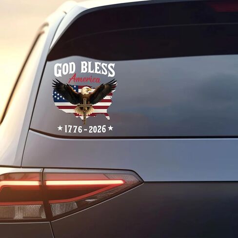 ملصق لاصق لنافذة السيارة للذكرى السنوية الـ 250 للولايات المتحدة الأمريكية - ملصق وطني للأشعة فوق البنفسجية DTF مقاس 6 × 6 بوصة - بضائع God Bless America 1776-2026 للسيارات والكمبيوتر المحمول والنافذة - ملصق يوم استقلال النسر في الولايات المتحدة الأمريكية in Kuwait