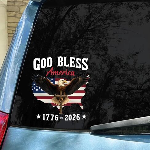ملصق لاصق لنافذة السيارة للذكرى السنوية الـ 250 للولايات المتحدة الأمريكية - ملصق وطني للأشعة فوق البنفسجية DTF مقاس 6 × 6 بوصة - بضائع God Bless America 1776-2026 للسيارات والكمبيوتر المحمول والنافذة - ملصق يوم استقلال النسر في الولايات المتحدة الأمريكية in Kuwait