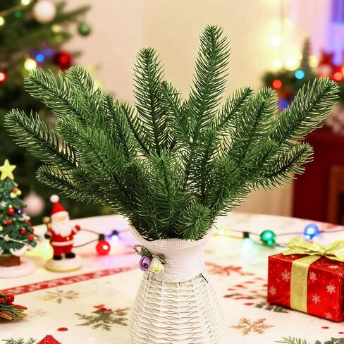 24PCS Artificial Pine Needle, Branches Stem Fake Plants, Wreath for Christmas DIY Accessories Home Holiday and Seasonal Display, Green in Saudi Arabia
