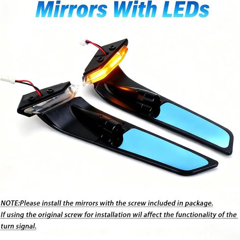 Motorcycle Mirrors with turn Turn Signal Compatible with Ducati Panigale V4 V4S V4R 2019-2024 PANIGALE V2 2020-2024 CNC Motorcycle Side Mirrors Adjustable Wind Wing Rearview Mirrors Turn Signal Mirror in Kuwait