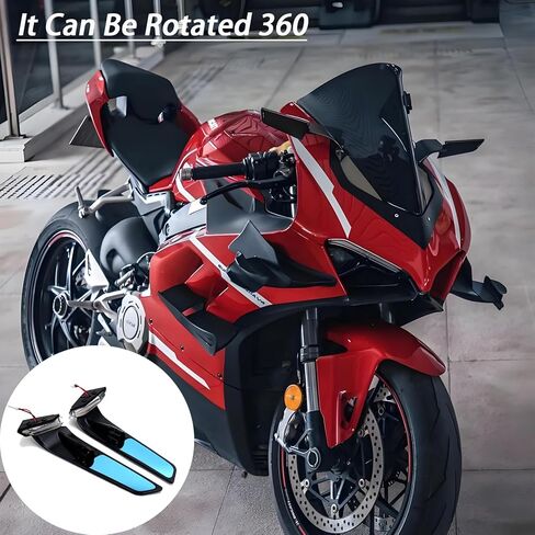 Motorcycle Mirrors with turn Turn Signal Compatible with Ducati Panigale V4 V4S V4R 2019-2024 PANIGALE V2 2020-2024 CNC Motorcycle Side Mirrors Adjustable Wind Wing Rearview Mirrors Turn Signal Mirror in Kuwait