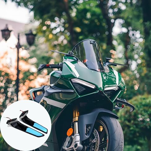 Motorcycle Mirrors with turn Turn Signal Compatible with Ducati Panigale V4 V4S V4R 2019-2024 PANIGALE V2 2020-2024 CNC Motorcycle Side Mirrors Adjustable Wind Wing Rearview Mirrors Turn Signal Mirror in Kuwait