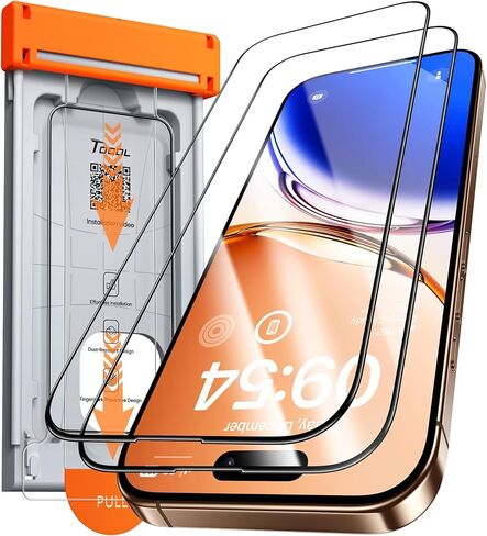 TOCOL for iPhone 12 Pro Max Screen Protector, [9H Hardness] [Military Grade Shatterproof] HD Tempered Glass for iPhone 12 Pro Max Full Coverage Screen Protector, Easy Installation, 2 Pack in Saudi Arabia