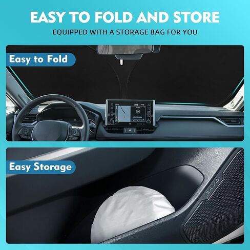 2019-2025 Toyota RAV4 Custom Fit Windshield Sun Shade, OEM Style Anti-Sag Design with Reinforced Oxford Fabric, Blocks 99% UV & Cools 20°F, Foldable Sun Visor with Storage Bag in Saudi Arabia