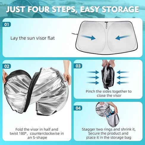 2019-2025 Toyota RAV4 Custom Fit Windshield Sun Shade, OEM Style Anti-Sag Design with Reinforced Oxford Fabric, Blocks 99% UV & Cools 20°F, Foldable Sun Visor with Storage Bag in Saudi Arabia