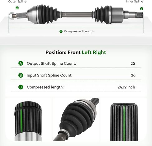 Front Left CV Axle Shaft Assembly fits for Ford Focus 2000-2011 2.0L, for Focus 2003-2004 2.3L, for 66-2143, 1 PCS Front Driver Side CV Axle in Kuwait