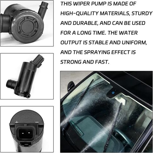 Windshield Washer Fluid Pump, Car Windshield Wiper Fluid Pump with Rubber Grommet Replacement OEM# 89017059 173686 Compatible with Ford Lincoln Mazda Mercury Car Accessories Parts (Black) in Kuwait