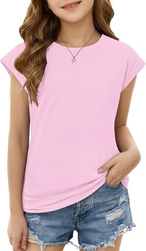 الفتيات لطيف قصيرة الأكمام تي شيرت عادية الاطفال الصيف Crewneck لطيف المحملة الأعلى 5-14 سنة 2026 جديد in Kuwait