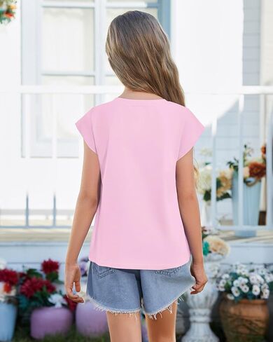 الفتيات لطيف قصيرة الأكمام تي شيرت عادية الاطفال الصيف Crewneck لطيف المحملة الأعلى 5-14 سنة 2026 جديد in Kuwait