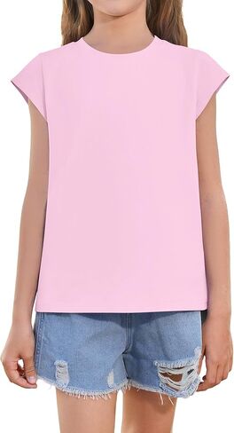 الفتيات لطيف قصيرة الأكمام تي شيرت عادية الاطفال الصيف Crewneck لطيف المحملة الأعلى 5-14 سنة 2026 جديد in Kuwait