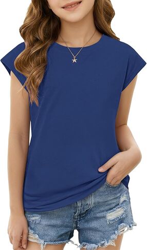 الفتيات لطيف قصيرة الأكمام تي شيرت عادية الاطفال الصيف Crewneck لطيف المحملة الأعلى 5-14 سنة 2026 جديد in Kuwait