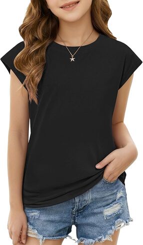 الفتيات لطيف قصيرة الأكمام تي شيرت عادية الاطفال الصيف Crewneck لطيف المحملة الأعلى 5-14 سنة 2026 جديد in Kuwait