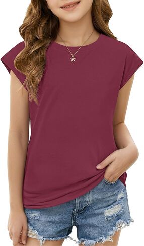 الفتيات لطيف قصيرة الأكمام تي شيرت عادية الاطفال الصيف Crewneck لطيف المحملة الأعلى 5-14 سنة 2026 جديد in Kuwait