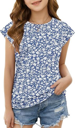 الفتيات لطيف قصيرة الأكمام تي شيرت عادية الاطفال الصيف Crewneck لطيف المحملة الأعلى 5-14 سنة 2026 جديد in Kuwait