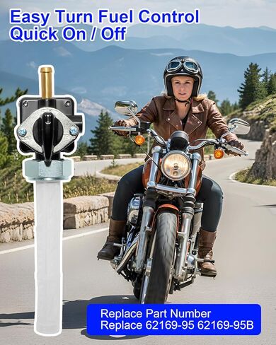 Fuel Valve Petcock Fit for Harley Davidson Sportster 883 XL883 XLH883 1200 XL1200 XLH1200 1995-2006, Replace 62169-95 62169-95B, 22mm Straight Outlet Vacuum System Petcock in Kuwait