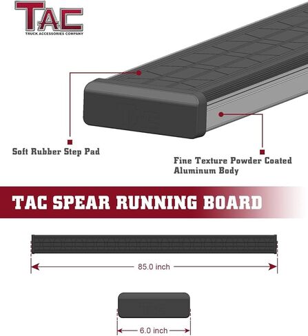 لوحات تشغيل TAC Spear متوافقة مع 2020-2025 Jeep Gladiator JT Pickup 6 بوصات جانبية للسكك الحديدية Nerf Bar ملحقات شاحنة من الألومنيوم هيكل عرض أسود وقمة ناعمة خفيفة الوزن قطعتان in Saudi Arabia