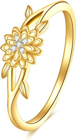 KECHO 14K Gold Lotus Ring for Women Lotus Flower Rings Yoga Ring Lotus Jewelry Birthday Mothers Day Gifts for Mom Men in Saudi Arabia