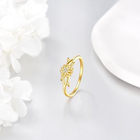 KECHO 14K Gold Lotus Ring for Women Lotus Flower Rings Yoga Ring Lotus Jewelry Birthday Mothers Day Gifts for Mom Men in Saudi Arabia