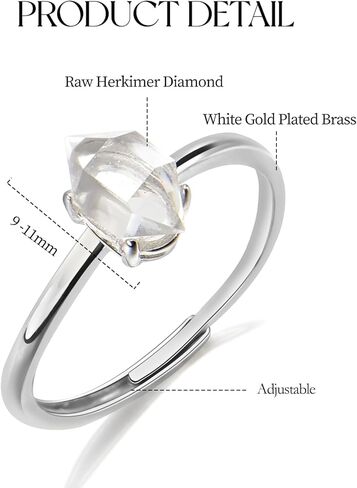 Raw Herkimer Diamond Adjustable Ring Natural Crystal Gemstone Jewelry Gift for Women in Saudi Arabia