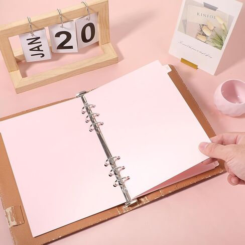 فواصل مجلد A5 مع 12 علامة تبويب شهرية، ورق وردي A5 6 حلقات مجلد إدراج فواصل مخطط وفواصل صفحات الفهرس للمجلات والمجلدات وأجهزة الكمبيوتر المحمولة والمخططين in Kuwait