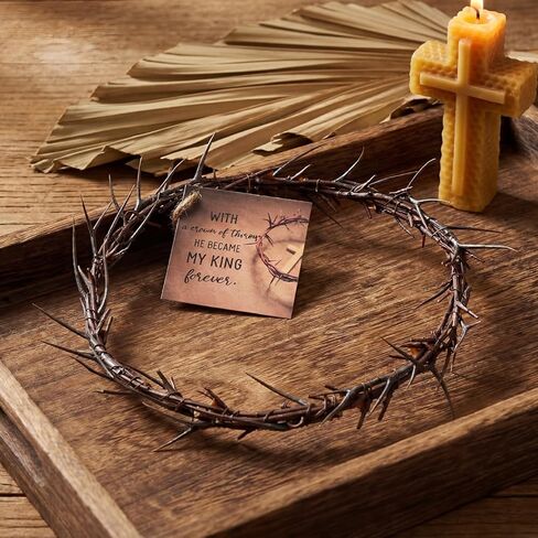 Yinder Lent Holy Week Good Friday Crown of Thorns Set with Jesus Thorn Crowns Prayer Request Card Jesus Crucifixion Life Authentic Biblical Lifesize 8" Crown of Thorns for Church Decor Religious Gifts in Saudi Arabia