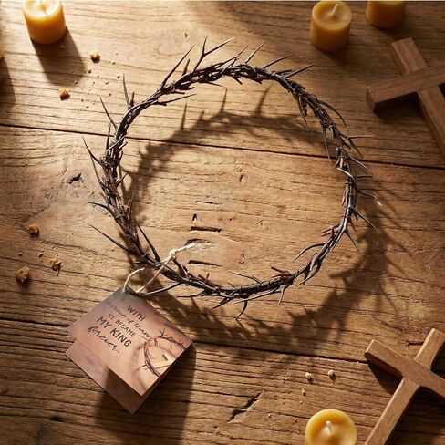 Yinder Lent Holy Week Good Friday Crown of Thorns Set with Jesus Thorn Crowns Prayer Request Card Jesus Crucifixion Life Authentic Biblical Lifesize 8" Crown of Thorns for Church Decor Religious Gifts in Saudi Arabia