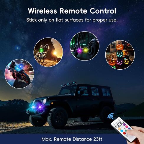 PIFOOG 4PCS Wireless Strobe Lights with Remote Control 11 LEDs 500mAh Rechargeable Car Anti-Collision Light RGB Emergency Strobes Lighting for Motocycle Vehicle Bike Scooter Night Warning Flashing in Saudi Arabia