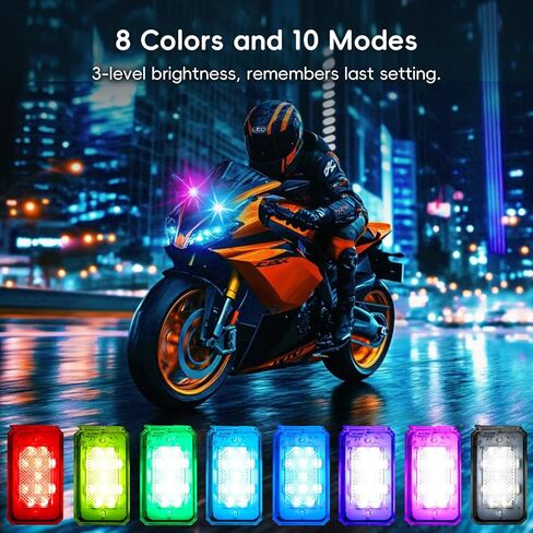 PIFOOG 4PCS Wireless Strobe Lights with Remote Control 11 LEDs 500mAh Rechargeable Car Anti-Collision Light RGB Emergency Strobes Lighting for Motocycle Vehicle Bike Scooter Night Warning Flashing in Saudi Arabia