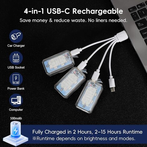 PIFOOG 4PCS Wireless Strobe Lights with Remote Control 11 LEDs 500mAh Rechargeable Car Anti-Collision Light RGB Emergency Strobes Lighting for Motocycle Vehicle Bike Scooter Night Warning Flashing in Saudi Arabia