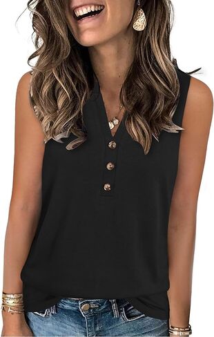 قمصان نسائية صيفية بدون أكمام ورقبة على شكل V بدون أكمام وقمصان فضفاضة تناسب الملابس الأساسية in Kuwait