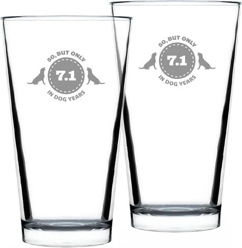 50th Birthday Dog Years - Pint Glass for Beer - Unique Funny Bday Gifts for Women and Men Turning 50-16 oz Glasses in Saudi Arabia