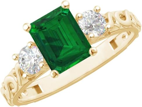 1-3.5 Carat Emerald 14K White Gold Natural Emerald and Diamond Engagement Ring (AAAA Heirloom Quality) in Saudi Arabia