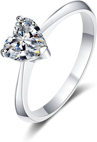 S925 Sterling Silver 0.5, 1 & 2 Carat Heart-shaped Radiance Diamond Engagement Ring for Women | D-color VVS2 Excellent Cut | Propose Jewelry in Saudi Arabia