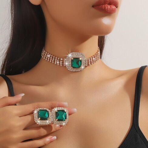 Denifery Bridal Wedding Jewelry Set Crystal Rhinestone Necklace Earrings Sets Formal Costume Jewelry for Women and Brides in Saudi Arabia