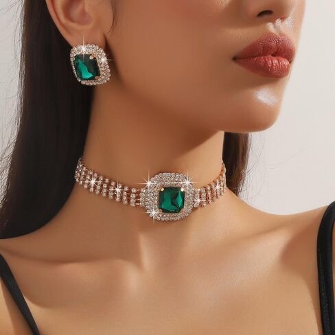 Denifery Bridal Wedding Jewelry Set Crystal Rhinestone Necklace Earrings Sets Formal Costume Jewelry for Women and Brides in Saudi Arabia