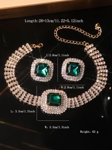 Denifery Bridal Wedding Jewelry Set Crystal Rhinestone Necklace Earrings Sets Formal Costume Jewelry for Women and Brides in Saudi Arabia