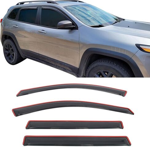 IKON MOTORSPORTS في أقنعة نافذة القناة متوافقة مع 2014-2023 Jeep Cherokee، واقيات المطر من الدخان الأكريليك ذات النمط النحيف، عاكسات الرياح الجانبية للنافذة 4 قطع in Kuwait