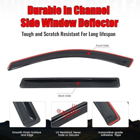 IKON MOTORSPORTS في أقنعة نافذة القناة متوافقة مع 2014-2023 Jeep Cherokee، واقيات المطر من الدخان الأكريليك ذات النمط النحيف، عاكسات الرياح الجانبية للنافذة 4 قطع in Kuwait